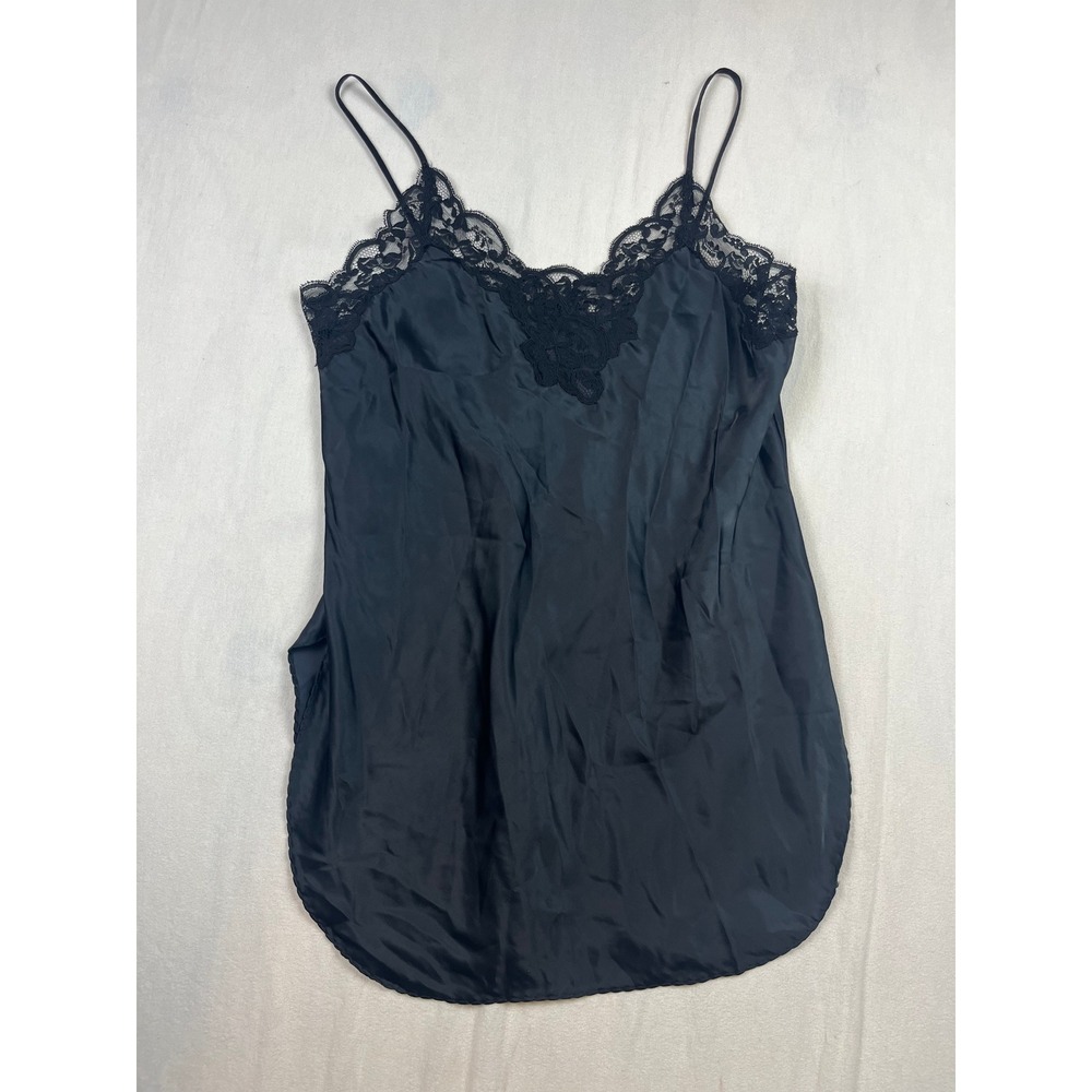Vintage Victorias Secret Gold Label Black Lace Trim Satin Camisole‎ Small